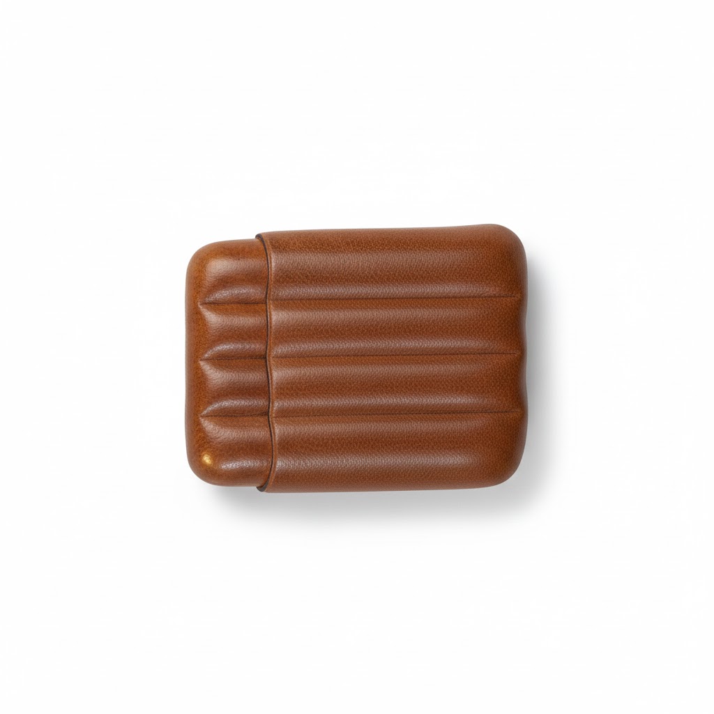 Cigar Case - Fallon Boree Buffalo Cognac - 5 Cigars