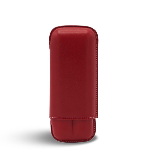Cigar Case - Recife Chesterfield Culture Poppy Red - 2 Cigars
