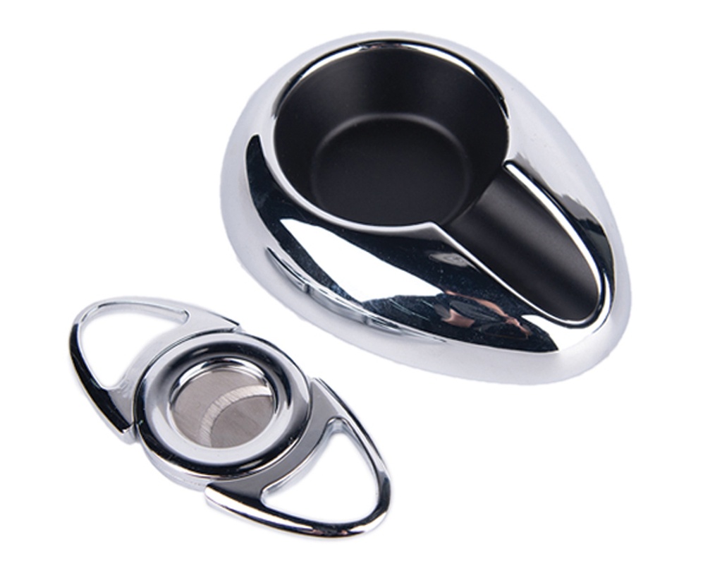 Ashtray & Cutter Set - Cig'R Chrome 
