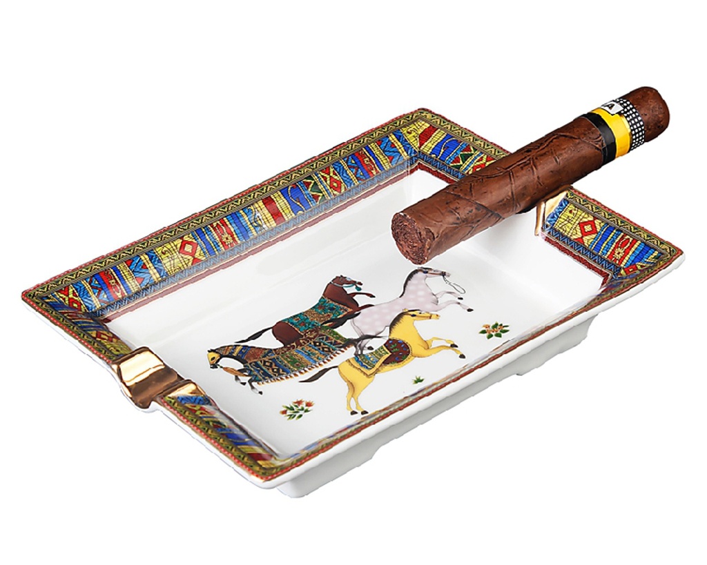 Ashtray - Ceramic Horses - 2 Cigars