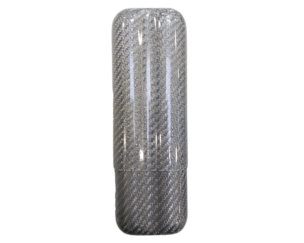 Cigar Case - Carbon Fibre Silver - 2 Cigars