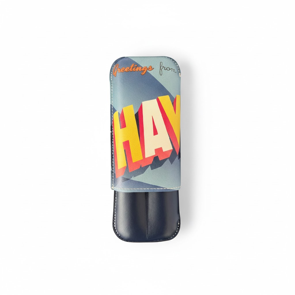 Cigar Case - Recife Greetings From Havana Space Blue - 2 Cigars
