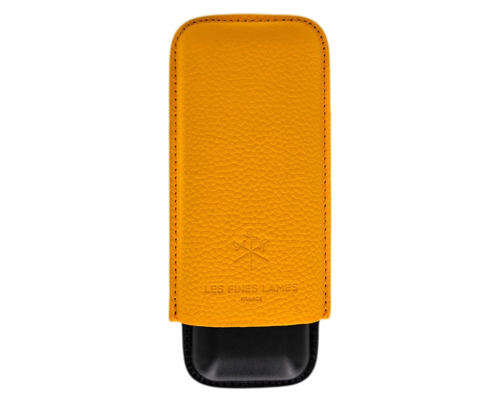 Cigar Case - Les Fines Lames Pebble Leather Yellow - 2 Cigars