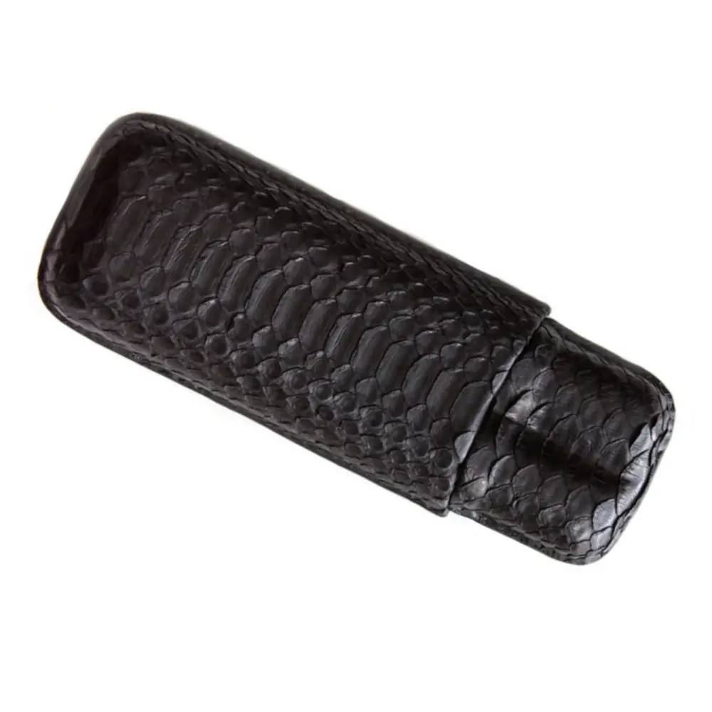 Cigar Case - Fallon Aura Python Sublimes Black - 2 cigars 