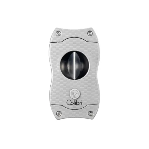 [12092] Cigar Cutter - Colibri V-Cut Carbon Fibre Silver