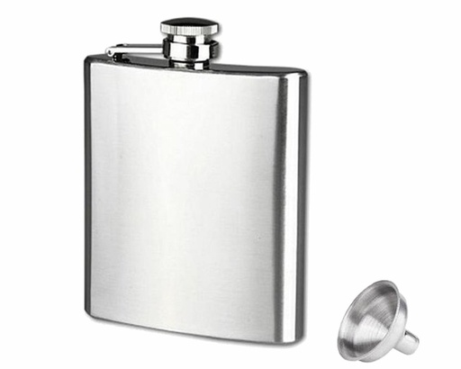 [18645] Hip Flask - Lubinski Polished + Funnel - 6Oz